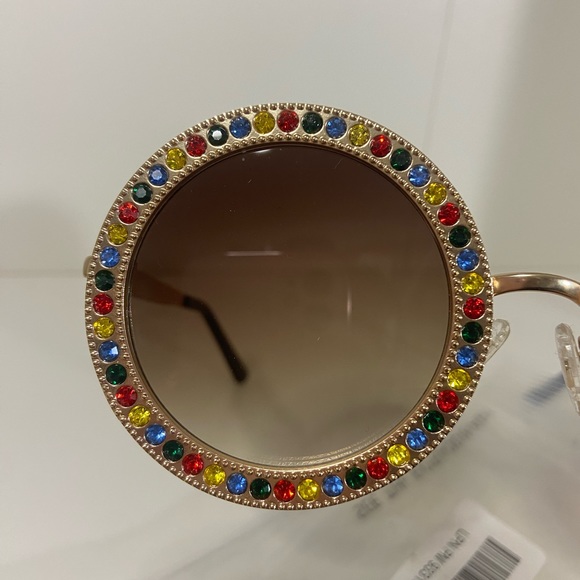 SOJOS Shining Oversized Round Rhinestone Sunglasses Festival Gem Sunnies SJ1095 - Picture 4 of 6